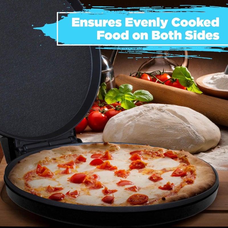 COURANT Countertop Pizza Maker 12 inch Pizzas Machine, Newly improved Cool-touch Handle Non-Stick plates Pizza oven & Calzone Maker, Electric Oven for Home or School, 12” Indoor Grill/Griddle, Black - Image 4